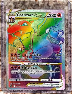 Pokemon TCG Charizard VSTAR Rainbow Secret Rare Card Brilliant Stars 174/172 NM - Image 1
