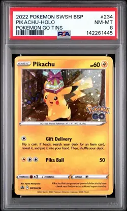 Pikachu SWSH234 PSA 8 Mint Holo Bleed Pokemon Go Tins Promo Card 🔥🔥 - Image 1