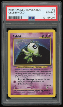 2001 POKEMON NEO REVELATION 3/64 CELEBI HOLO RARE PSA 8 - Image 1