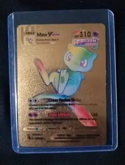 Pokemon Mew VMAX Gold Foil Fan Art Collector Card - 310 HP - TG30 - Image 1