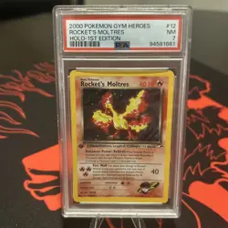 Pokemon Rocket’s Moltres Holo 1st Edition #12 Gym Heroes PSA 7 - Image 1