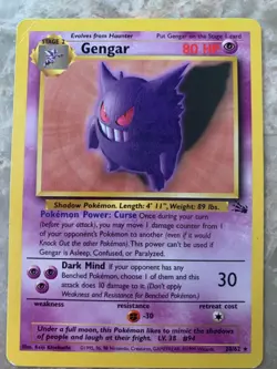 Pokemon GENGAR 20/62 Rare Non-Holo 1999 (Great Condition) - Image 2