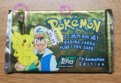 Pokemon Topps TV Animation Edition: Series 1 (1 Sealed Pack) Green Small Tears - Image 1