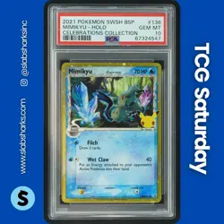 2021 POKEMON SWSH BS PROMO CELEBRATIONS COLLECTION #SWSH136 MIMIKYU PSA 10 - Image 1