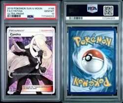 2018 Pokemon Sun&Moon Ultra Prism 148/156 Full Art Cynthia PSA GEM MT 10 - Image 3