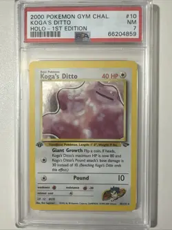 Pokemon 1st Edition PSA 7 Koga's Ditto 10/132 Gym Challenge Holo - Image 1