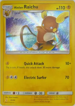 Alolan Raichu (#30 Holofoil) 30/30 SM Alolan Raichu Pokemon Holo LP - Image 2