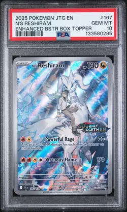 2025 Pokemon Journey Together N'S Reshiram Enhanced Box Topper PSA 10 #167 - Image 1