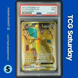 2016 POKEMON XY EVOLUTIONS #106/108 DRAGONITE EX FULL ART PSA 9 - Image 1