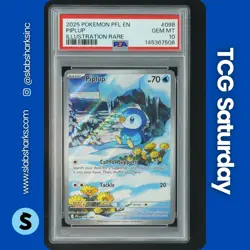 2025 POKEMON PHANTASMAL FLAMES #098/094 PIPLUP ILLUSTRATION RARE PSA 10 - Image 1