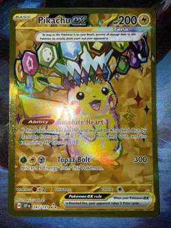Pikachu EX #247/191 English Pokemon Sv08 Surging Sparks Hyper Rare Gold NM - Image 1