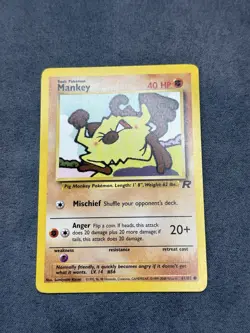 Pokemon TCG Mankey 61/82 Team Rocket Set Unlimited Common - Image 1