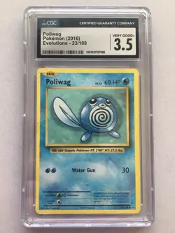 Poliwag Pokemon 2016 Evolutions 23/108 Cgc 3.5 Very Good! Read Desc! - Image 1