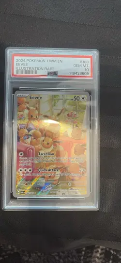 2024 POKEMON TWILIGHT MASQUERADE #188/167 EEVEE ILLUSTRATION RARE PSA 10 - Image 1