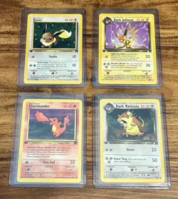 Pokemon 1st Edition Team Rocket Lot- Eevee Charmander Dark Jolteon Dark Raticate - Image 1