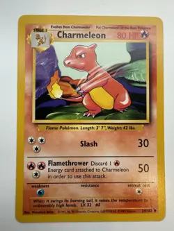 Pokemon Charmeleon 24 /102 BS Base Set Unlimited Vintage 1999 NM - Image 1