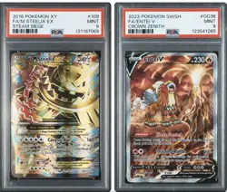 PSA 9 Pokemon Lot – M Steelix EX 109/114 Steam Siege & Entei V GG36 Crown Zenith - Image 1