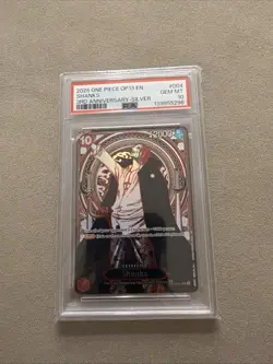 2025 ONE PIECE OP13-CARRYING ON HIS WILL 3RD ANNIV-SILVER #004 SHANKS PSA 10 - Image 1
