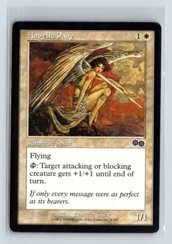 (3x) ANGELIC PAGE – MTG Magic the Gathering Card – Urza's Saga – Common - Image 1
