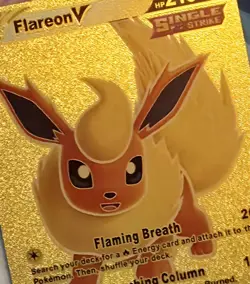 X 1 Pokemon Flareon V Gold Foil Fan Art Pokemon Collector Card - Image 1