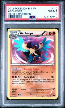 2012 POKEMON BLACK & WHITE DARK EXPLORERS #110 ARCHEOPS PSA 8 - Image 1