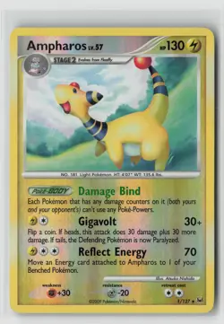 AMPHAROS 1/127 REVERSE HOLO PLATINUM POKEMON TCG MP - Image 1