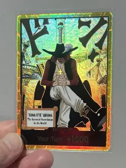 DON!! Dracule Mihawk GOLD Don, One Piece OP14 The Azure Sea's Seven Foil English - Image 1