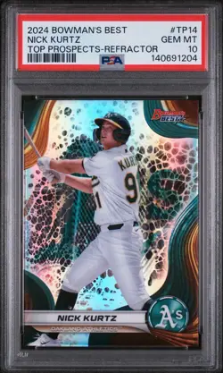 2024 Bowman's Best - Top Prospects Nick Kurtz #TP-14 Refractor (RC) PSA 10🔥 - Image 1