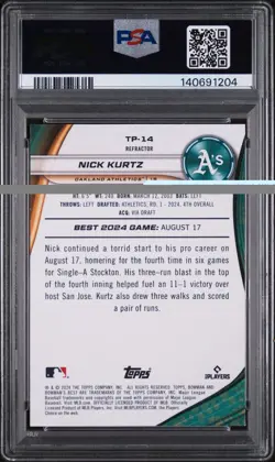 2024 Bowman's Best - Top Prospects Nick Kurtz #TP-14 Refractor (RC) PSA 10🔥 - Image 2