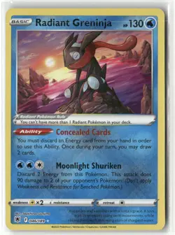Pokemon Radiant Greninja 046/189 Holo SWSH10: Astral Radiance Radiant Rare - Image 1
