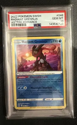 Pokemon TCG Radiant Greninja 046/189 Astral Radiance Holo Radiant Rare PSA 10 - Image 1