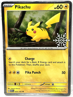 Pikachu 025/165 Pokemon TCG Holiday Calendar 2025 Holo Festive Stamp Promo Card - Image 1
