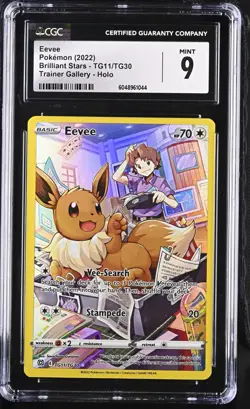 Eevee TG11/TG30 Pokemon Swsh09 Brilliant Stars Trainer Gallery Holo [CGC 9 Mint] - Image 1