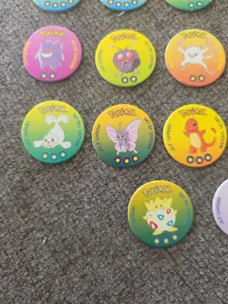 17 Vintage 1998 Pokemon Cardboard Coin Pog Pikachu Charizard Alakazam Electabuzz - Image 3