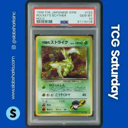 1998 POKEMON JP GYM BOOSTER 1: LEADERS' STADIUM #123 ROCKETS SCYTHER HOLO PSA 10 - Image 1