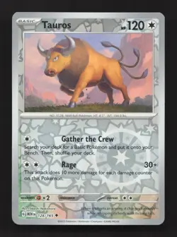 Tauros 128/165 Uncommon 151 Pokemon Reverse Holo Near Mint - Image 1