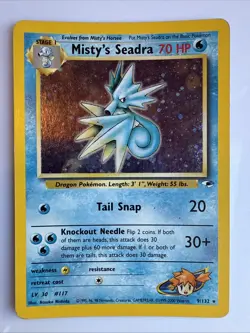 Misty’s Seadra 9/132 Holo Prerelease Gym Heroes LP 1999 Pokemon Card - Image 1