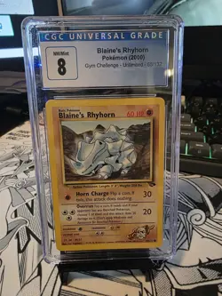 Pokemon TCG Blaine's Rhyhorn (2000) Gym Challenge - 65/132 CGC 8 - Image 1