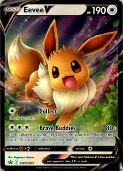 Pokemon TCG Black Star Promo Eevee V SWSH065 Sword & Shield NM (SKU 1-2) - Image 1