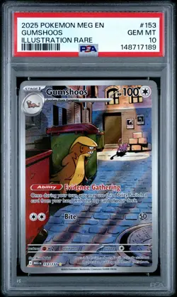 2025 POKEMON MEG EN-MEGA EVOLUTION ILLUSTRATION RARE #153 GUMSHOOS PSA 10 - Image 1