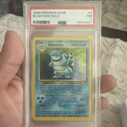 1999 Pokemon TCG Blastoise Holo Rare Card Base Set 2/102 PSA 7 - Image 1