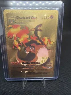 Pokemon Charizard VMAX 350hp Gold Foil Fan Art Collector Card TCG - Image 1