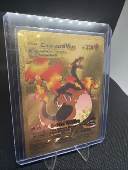 Pokemon Charizard VMAX 350hp Gold Foil Fan Art Collector Card TCG - Image 2