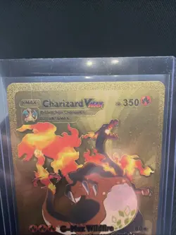 Pokemon Charizard VMAX 350hp Gold Foil Fan Art Collector Card TCG - Image 3