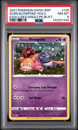 Galarian Slowpoke SWSH126 PSA 8 Holo Bleed Evolving Skies Promo Pokemon Card 🔥 - Image 1