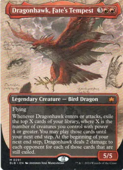 MTG: Bloomburrow: Borderless Dragonhawk, Fate's Tempest: LP Condition - Image 1