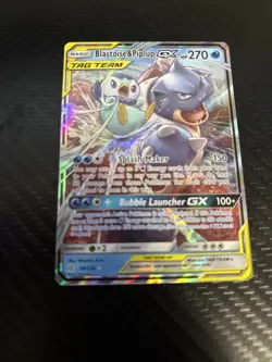Pokemon Blastoise & Piplup GX Ultra Rare TAG TEAM Holo 38/236 Sm-Cosmic Eclipse - Image 1
