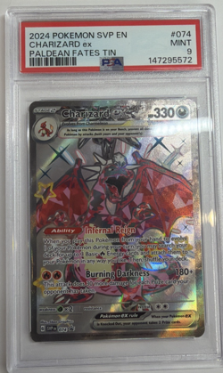 2024 POKEMON SVP EN PALDEAN FATES TIN CHARIZARD EX #074 PSA 9 MINT (507) - Image 1