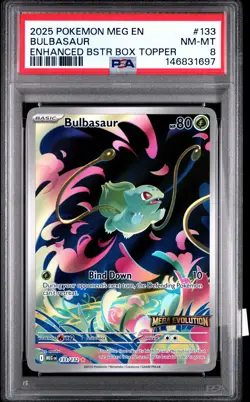 2025 POKEMON MEG EN-MEGA EVOLUTION ENHANCED BOOSTER BOX TOPPER BULBASAUR PSA 8 - Image 1