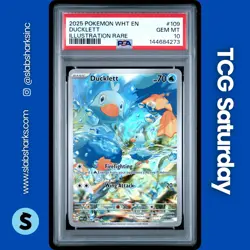 2025 POKEMON WHITE FLARE #109/086 DUCKLETT ILLUSTRATION RARE PSA 10 - Image 1